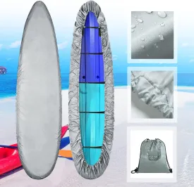 100% Waterproof Canoe Covers, Kayak Cover 10 ft 11 ft with 5 Straps for Heavy Wind, Dust & UV Protection, Kayak Storage Cover for Fishing Kayak Canoe Paddle Board 10-11.4 ft