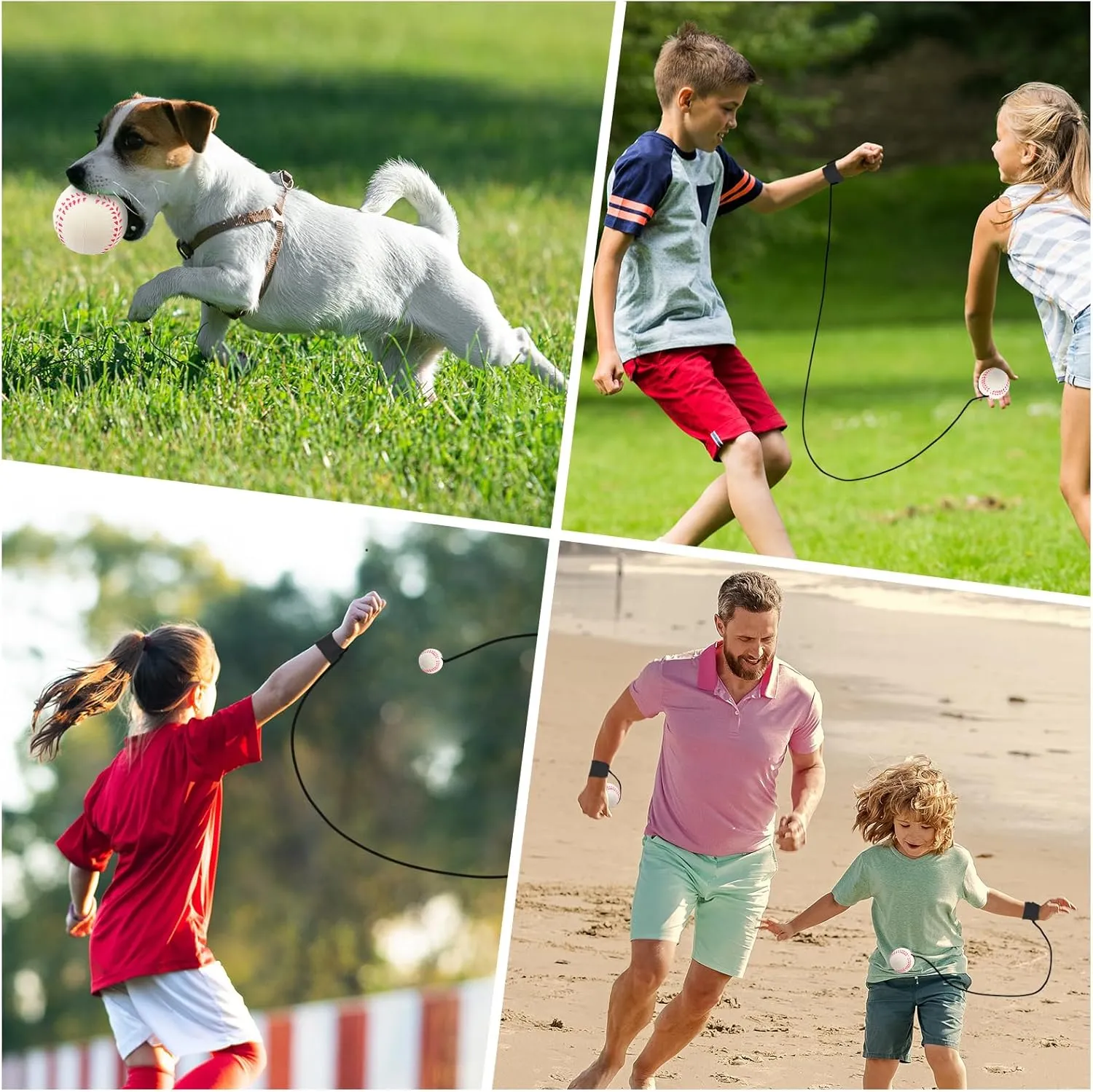 4/8/16/32 Wrist Return Ball on a String 2.36 Inches Rebound Sport Balls with Elastic Strap Baseball Soccer Tennis Practice Party Favors, Wrist Exercise and Fun Play for Kids & Adults