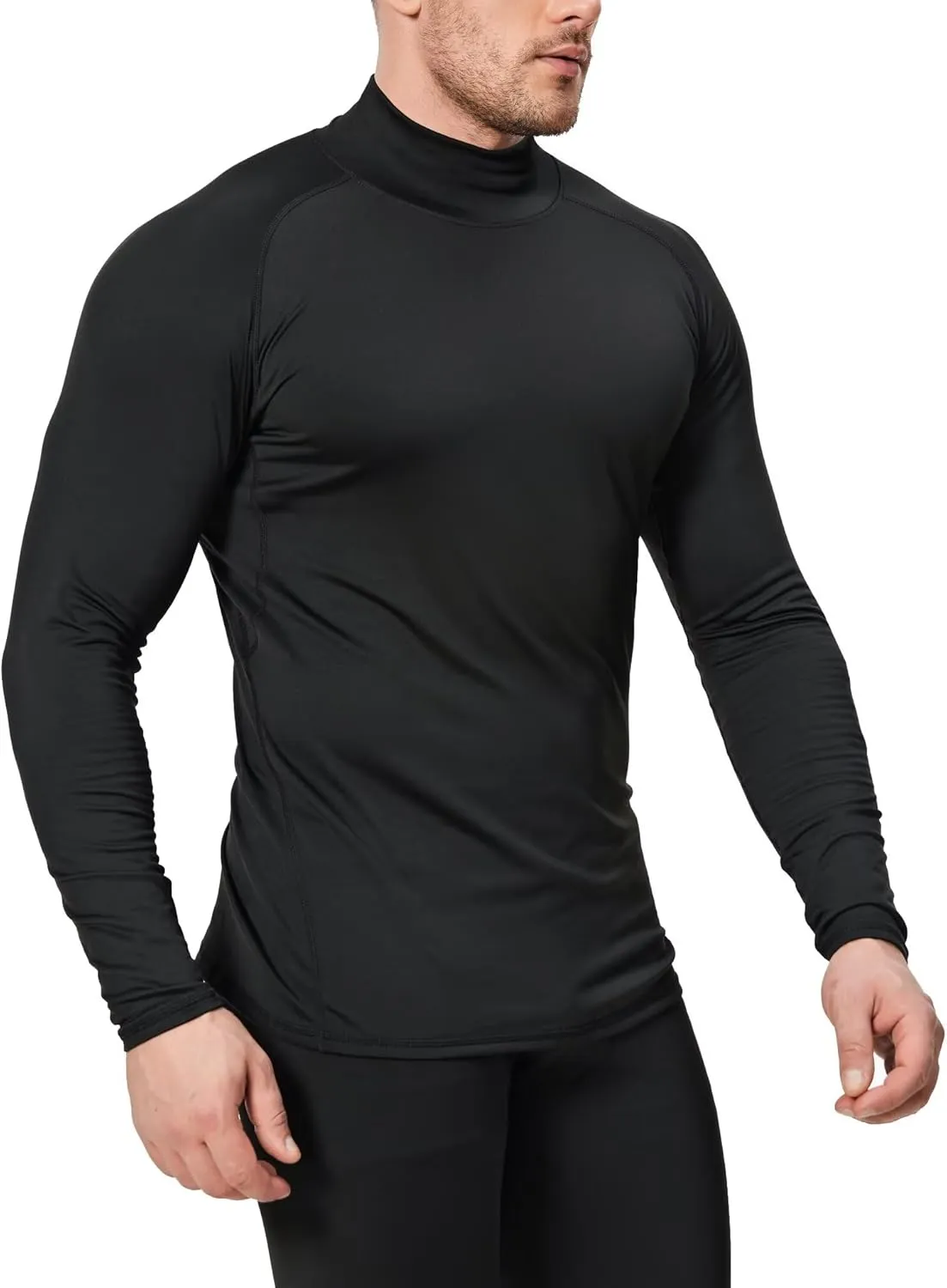 5 Pack Men's Thermal Turtle Mock Neck Shirts Long Sleeve Compression Fleece Lined Shirts Undershirt Base Layer Tops