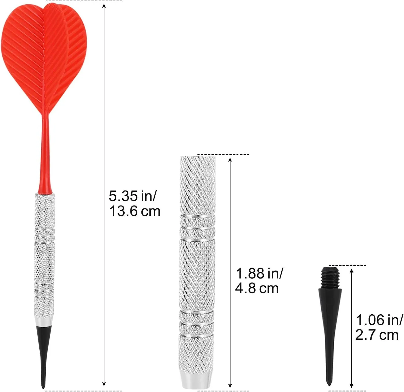 Accmor 12 Pcs Soft Tip Darts, Bar Dart, Plastic Tip Darts Set, Attach Extra 100 Black 2BA Replacement Tips, Soft Tip Darts for Electronic/Plastic Dartboard