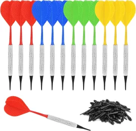 Accmor 12 Pcs Soft Tip Darts, Bar Dart, Plastic Tip Darts Set, Attach Extra 100 Black 2BA Replacement Tips, Soft Tip Darts for Electronic/Plastic Dartboard