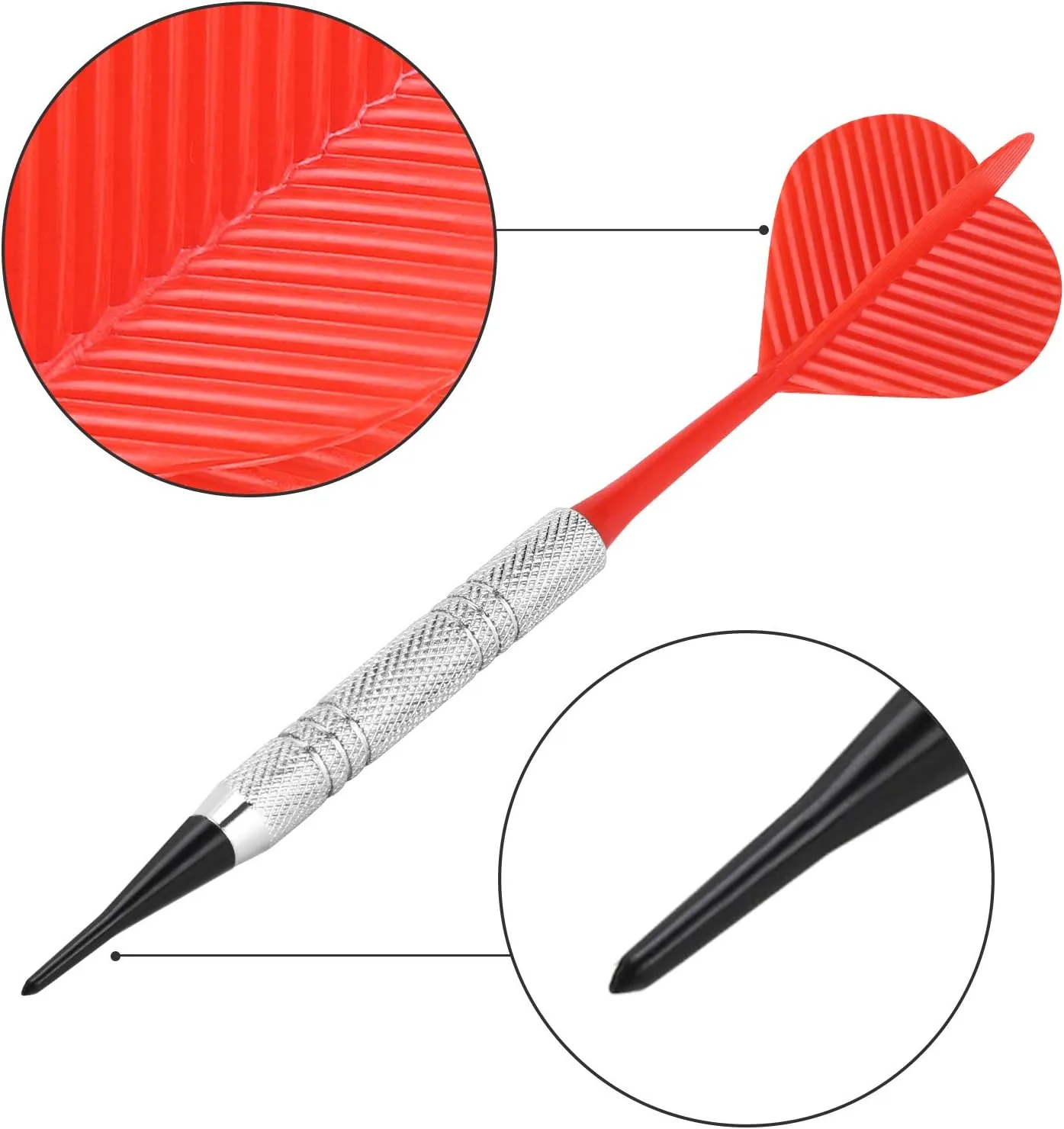 Accmor 12 Pcs Soft Tip Darts, Bar Dart, Plastic Tip Darts Set, Attach Extra 100 Black 2BA Replacement Tips, Soft Tip Darts for Electronic/Plastic Dartboard
