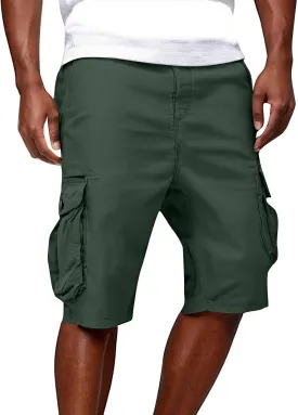 ADHOWBEW Hiking Shorts Men Tactical Summer Below Knee Relaxed Carpenter with Cell Phone Pocket Stretch Trunks
