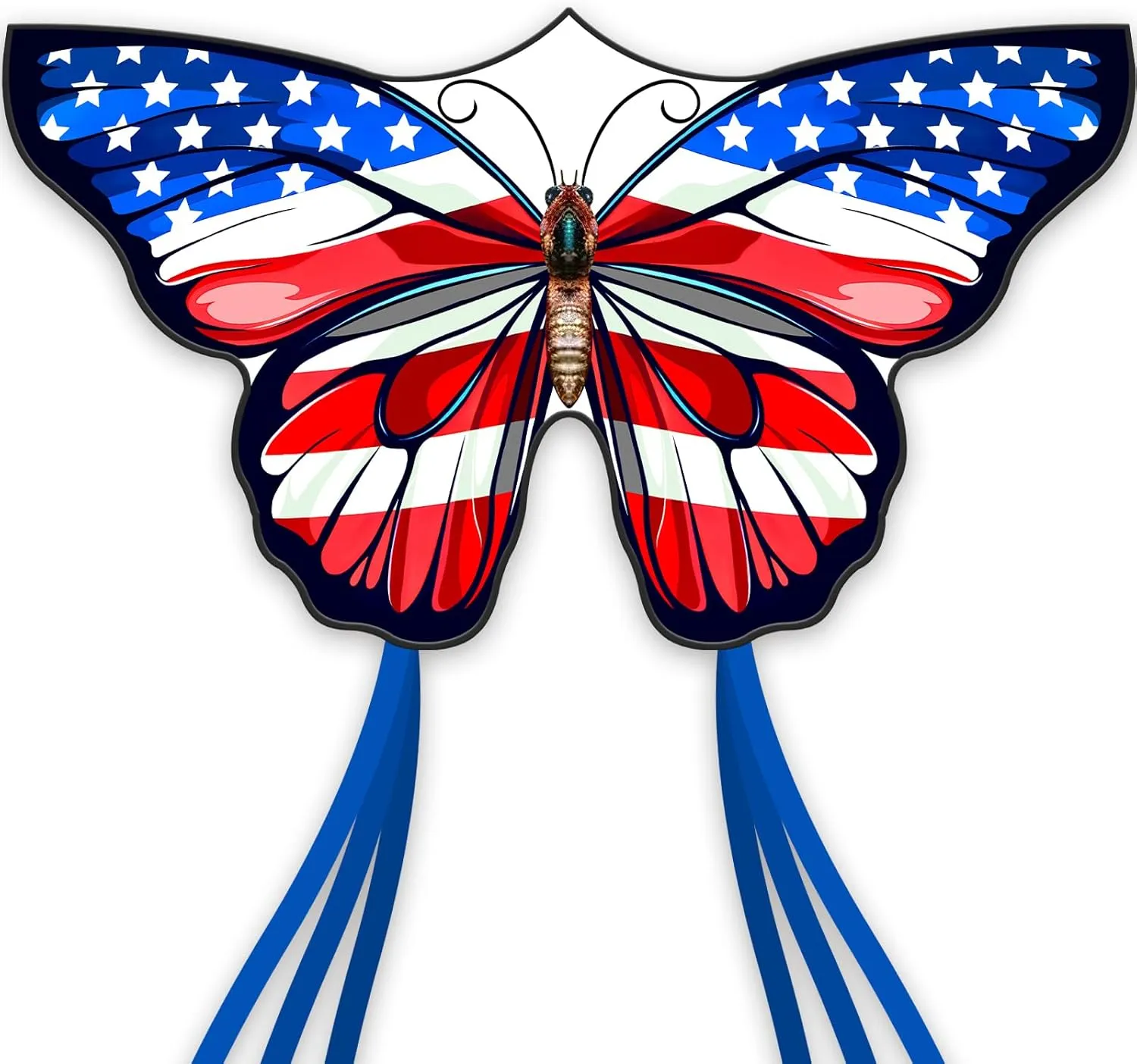 American Flag Butterfly Kite for Kids & Adults,Extremely Easy to Fly for BeginnersOutdoor Fun Kite Present Summer Kites Butterfly for Kids Toy