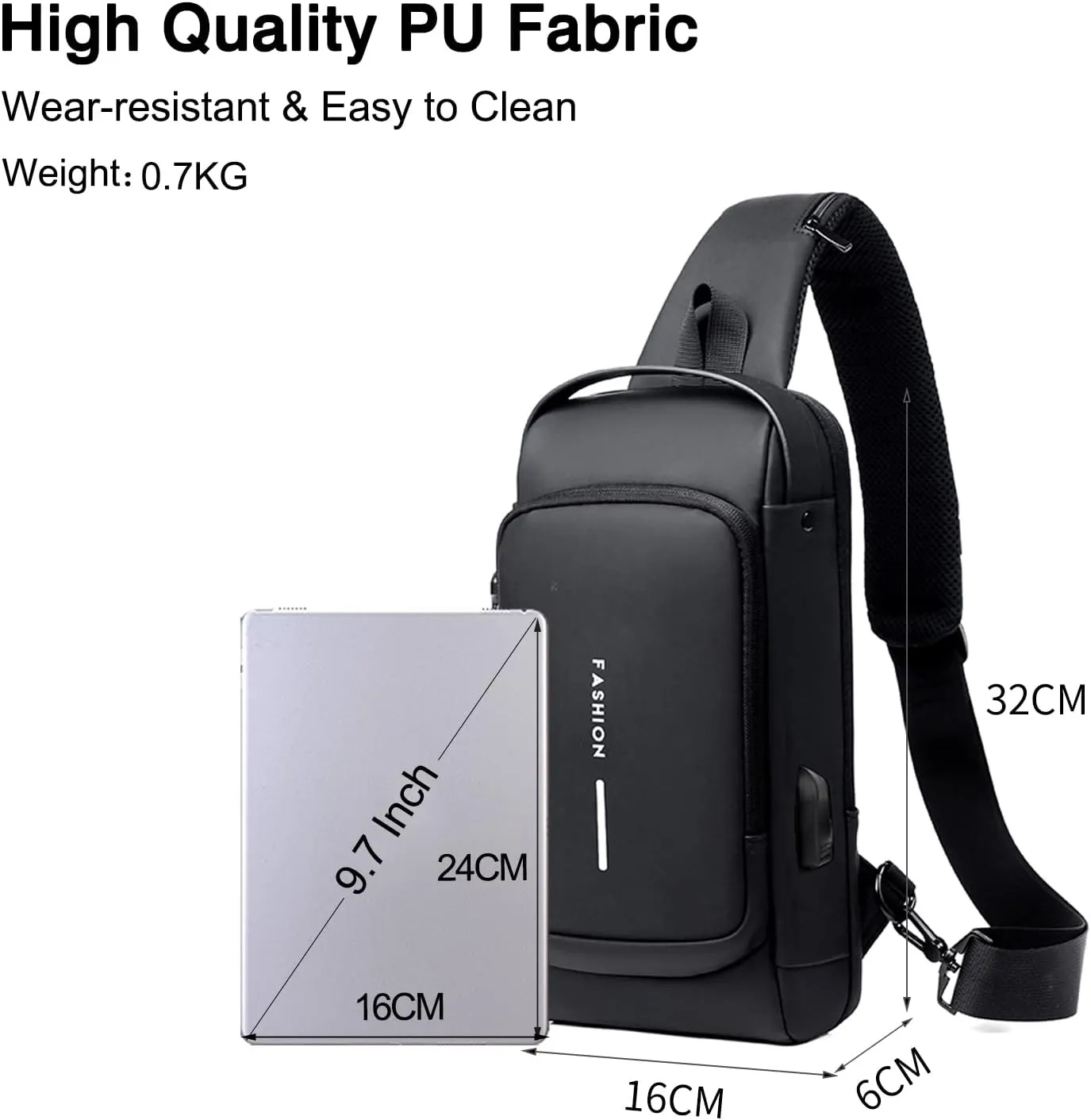 Anti-theft Chest Bag Business Shoulder Bags Satchel Bag with USB