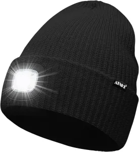 ATNKE LED Beanie with The Light, Unisex USB Rechargeable 4 LED Running Headlamp Bright Caps Gifts for Men Dad and Women