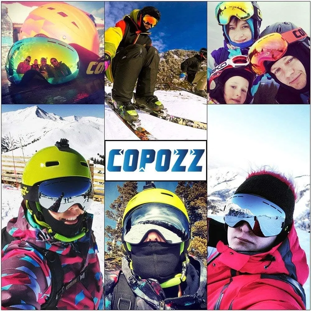 COPOZZ Ski Goggles, G1 OTG Snowboard Snow Goggles for Men Women Youth, Interchangeable Double Layer Anti Fog UV Protection