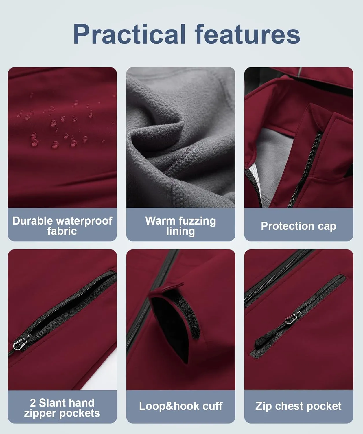 CREATMO US Women's Plus Size Long Softshell Jacket Waterproof Fleece Lined Rain Jacket Lightweight Windbreaker With Hood