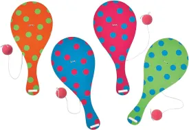 Fun Express 9" Spring Paddleball Games with Bright Colors & Patterns - Easter Paddleball Set - Bulk Spring Toys and Gifts - 12 Pieces