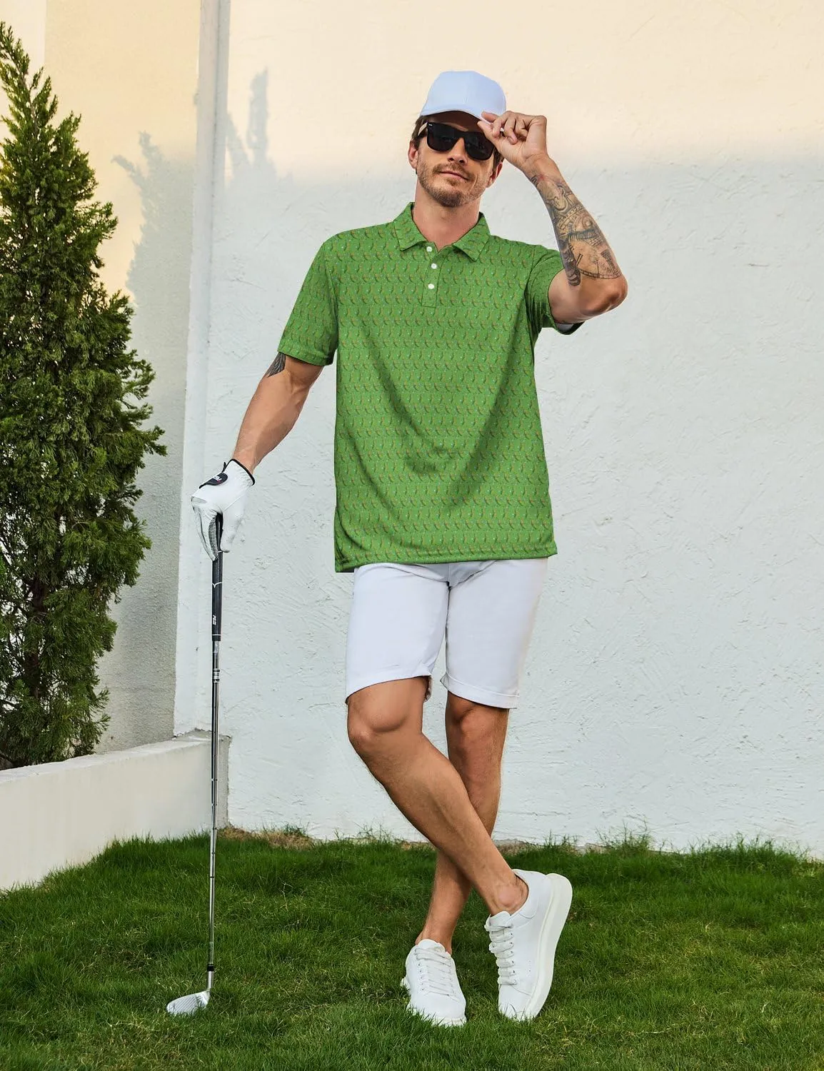 Golf Shirts for Men Funny Golf Polo Shirts Short Sleeve Polo Shirts Moisture Wicking Performance Golf Outfits