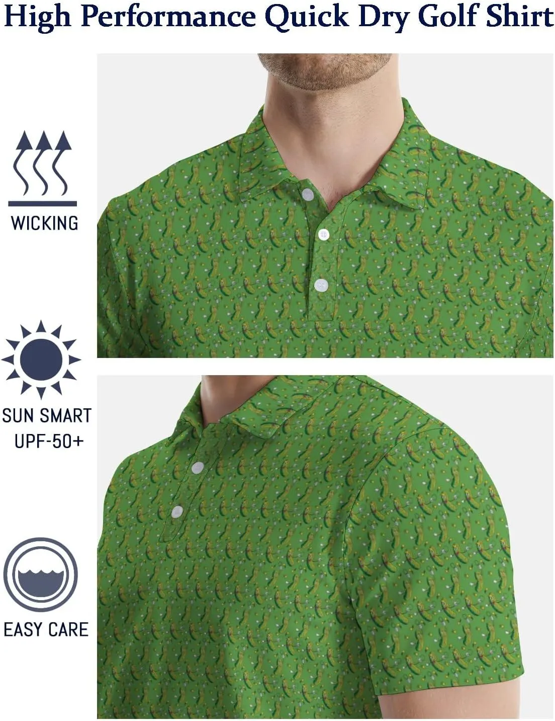 Golf Shirts for Men Funny Golf Polo Shirts Short Sleeve Polo Shirts Moisture Wicking Performance Golf Outfits