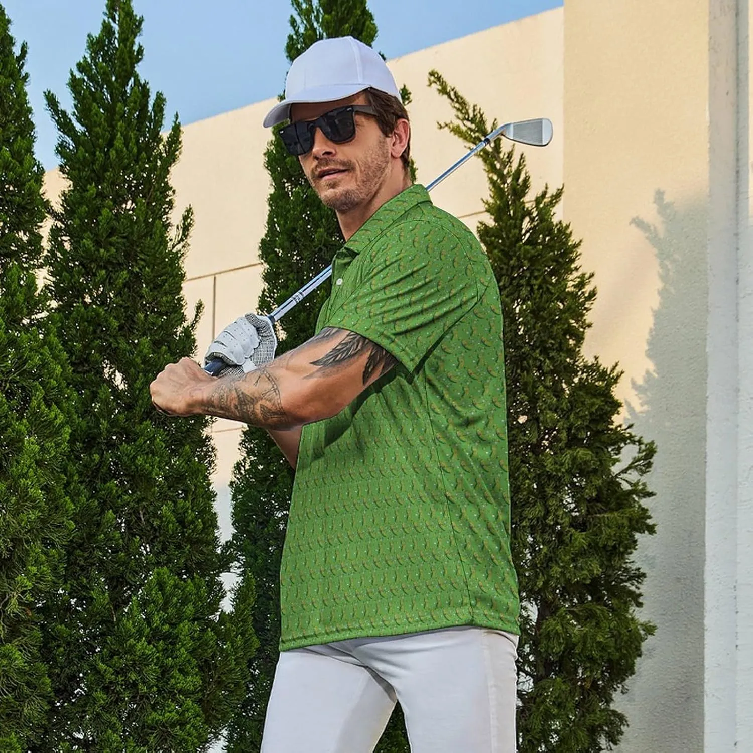 Golf Shirts for Men Funny Golf Polo Shirts Short Sleeve Polo Shirts Moisture Wicking Performance Golf Outfits