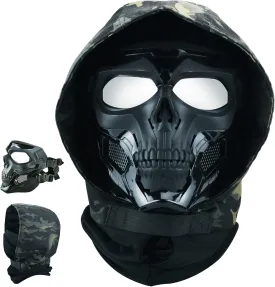 Guayma Airsoft Paintball Mask Tactical Full Face Cyberpunk Mask with Balaclava Headgear for CS Halloween Cosplay Costume Movie Props