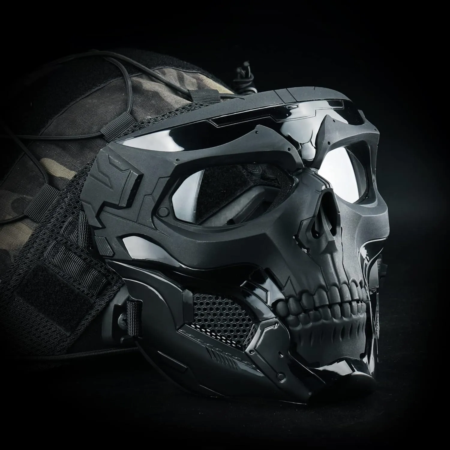 Guayma Airsoft Paintball Mask Tactical Full Face Cyberpunk Mask with Balaclava Headgear for CS Halloween Cosplay Costume Movie Props