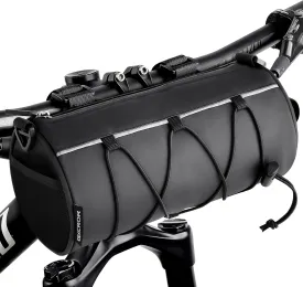 GXCROR Bike Handlebar Bag Waterproof 2.4L - Bicycle Front Bag Frame Storage Roll Bag Mountain Road, Bag Professional Cycling Accessories, Convertible to Crossbody Sling & Hand Carry Bag Handlebar Bag