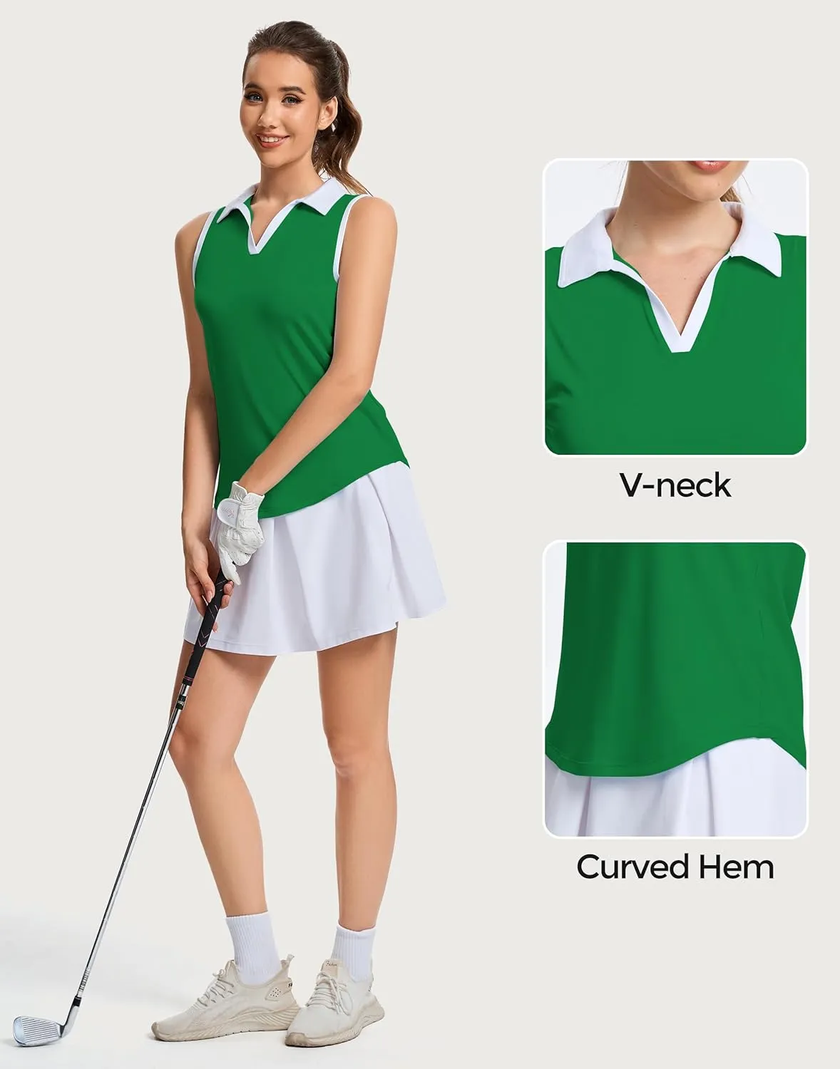 M MOTEEPI Womens Golf Shirts Sleeveless Polo Shirts for Women Quick Dry Ladies Golf Tops Tennis Athletic Polo