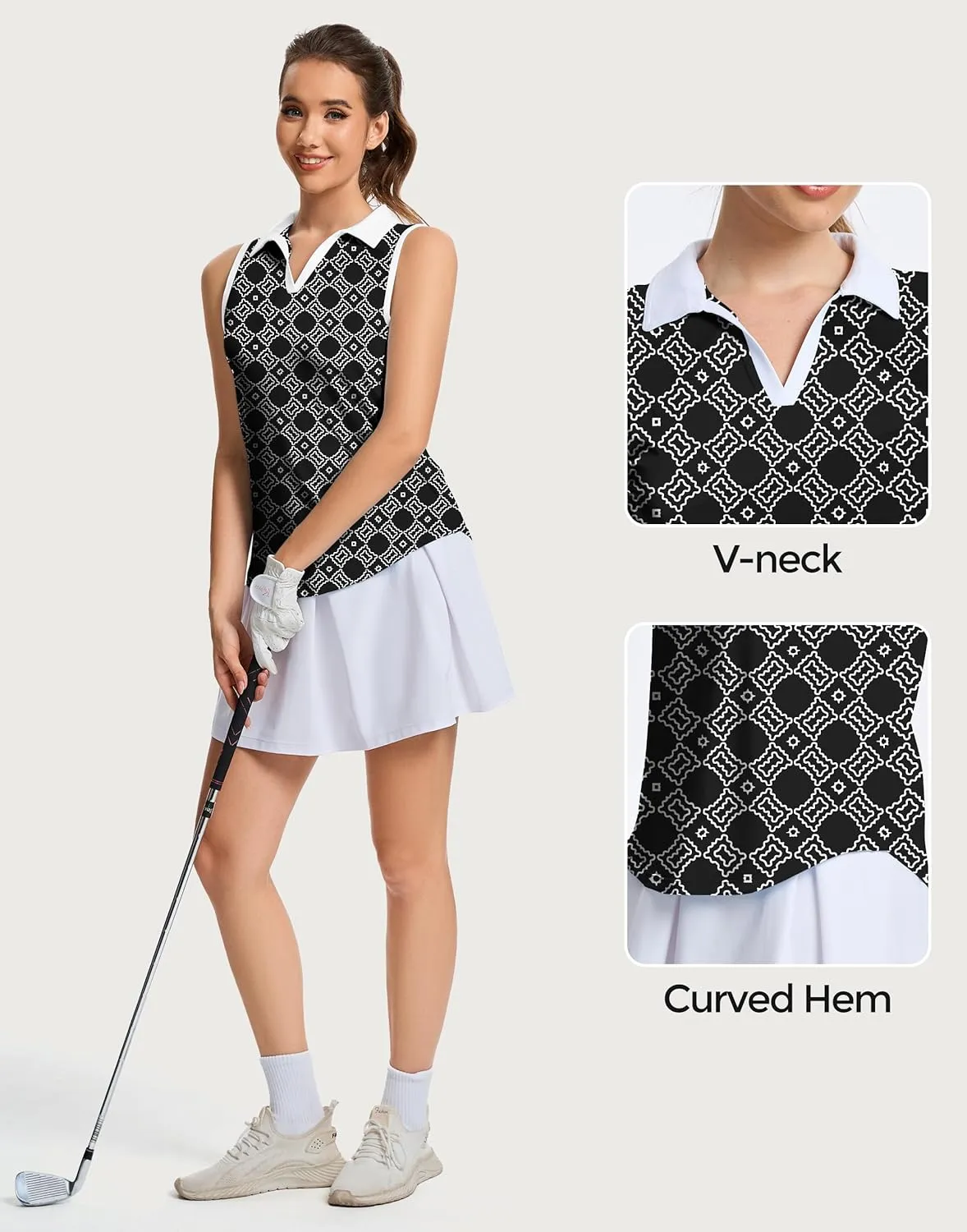 M MOTEEPI Womens Golf Shirts Sleeveless Polo Shirts for Women Quick Dry Ladies Golf Tops Tennis Athletic Polo