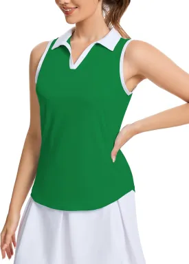 M MOTEEPI Womens Golf Shirts Sleeveless Polo Shirts for Women Quick Dry Ladies Golf Tops Tennis Athletic Polo