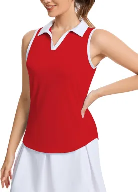 M MOTEEPI Womens Golf Shirts Sleeveless Polo Shirts for Women Quick Dry Ladies Golf Tops Tennis Athletic Polo