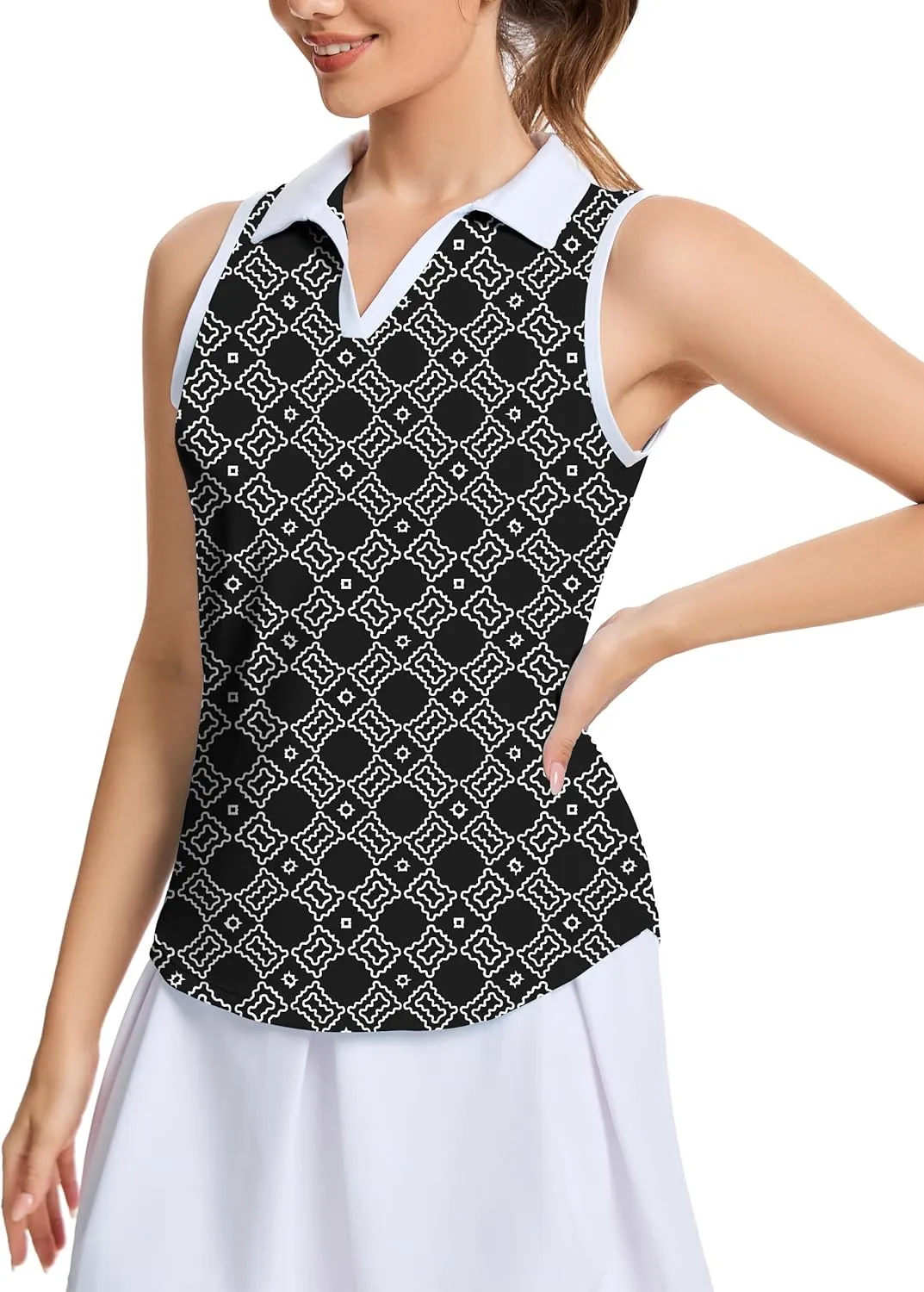 M MOTEEPI Womens Golf Shirts Sleeveless Polo Shirts for Women Quick Dry Ladies Golf Tops Tennis Athletic Polo
