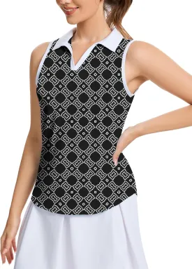M MOTEEPI Womens Golf Shirts Sleeveless Polo Shirts for Women Quick Dry Ladies Golf Tops Tennis Athletic Polo