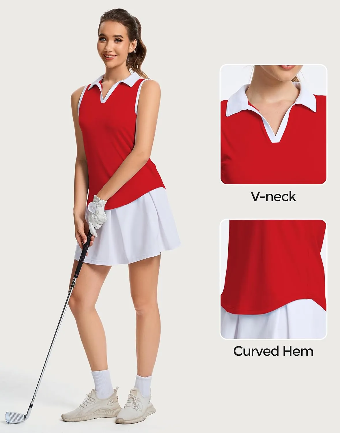M MOTEEPI Womens Golf Shirts Sleeveless Polo Shirts for Women Quick Dry Ladies Golf Tops Tennis Athletic Polo