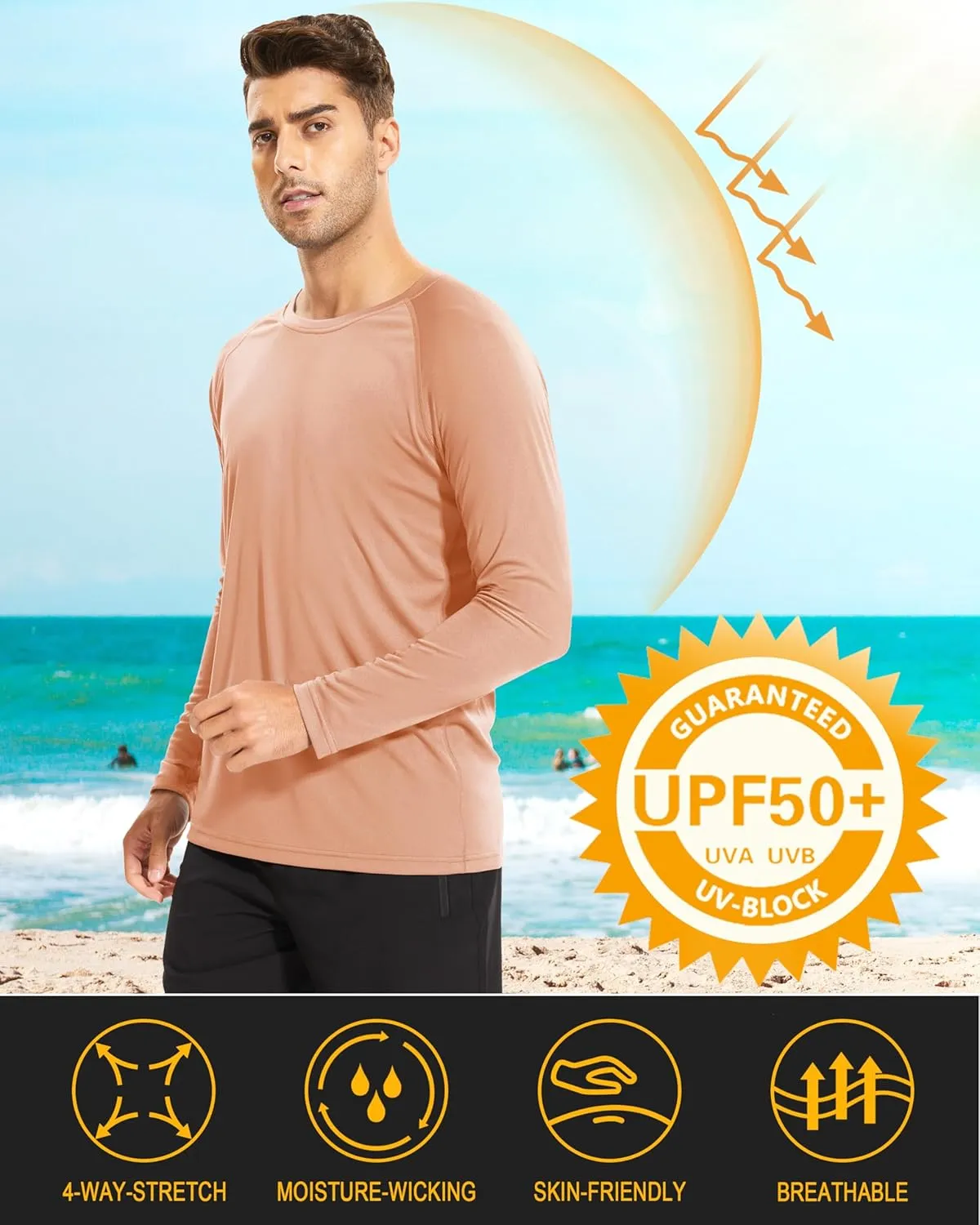 MAGCOMSEN Men's Long Sleeve Shirts UPF 50  UV Sun Protection Athletic Shirts for Hiking Running Workout Rash Guard