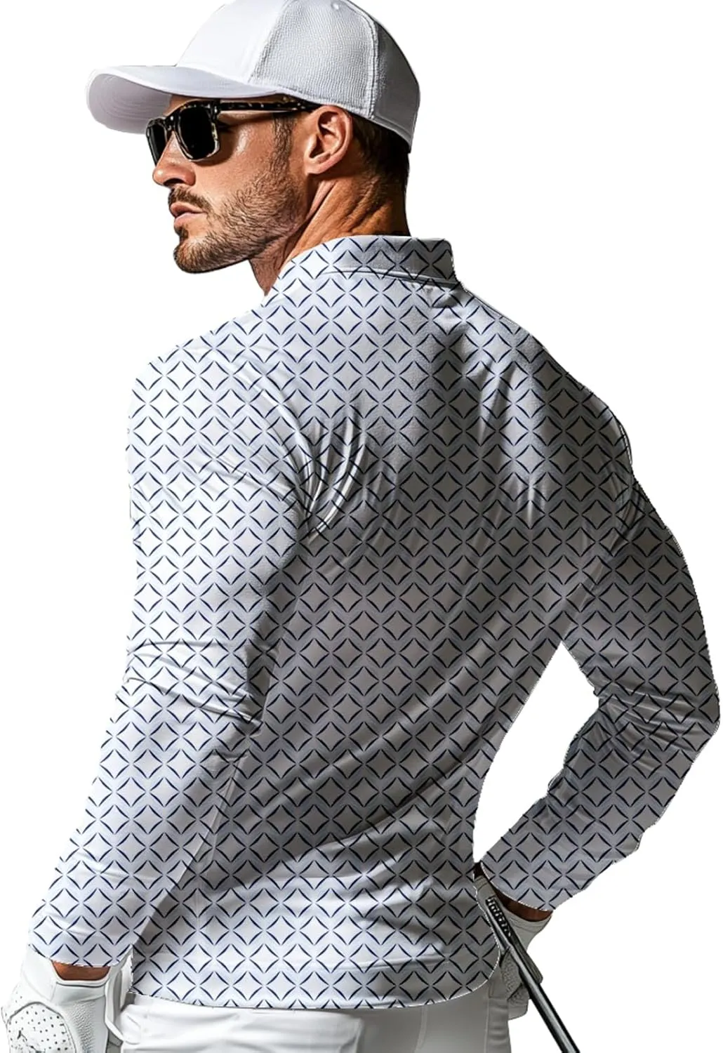 Men's Long Sleeve Golf Shirt Quick Dry 3 Button Work Fishing Outdoor Casual Collar Shirt