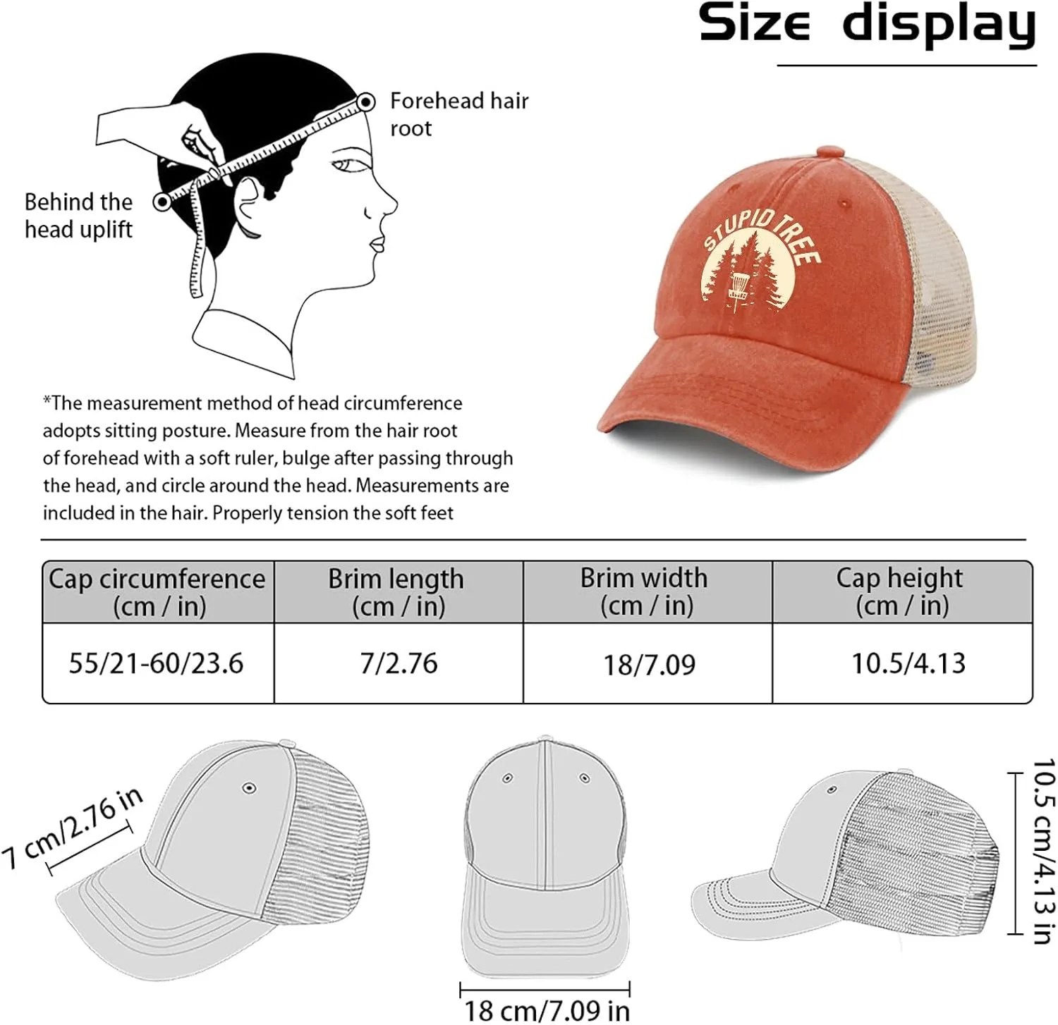 OOMOO Disc Golf Snapback Cap - Distressed Mens & Womens Hat - Stupid Tree Theme