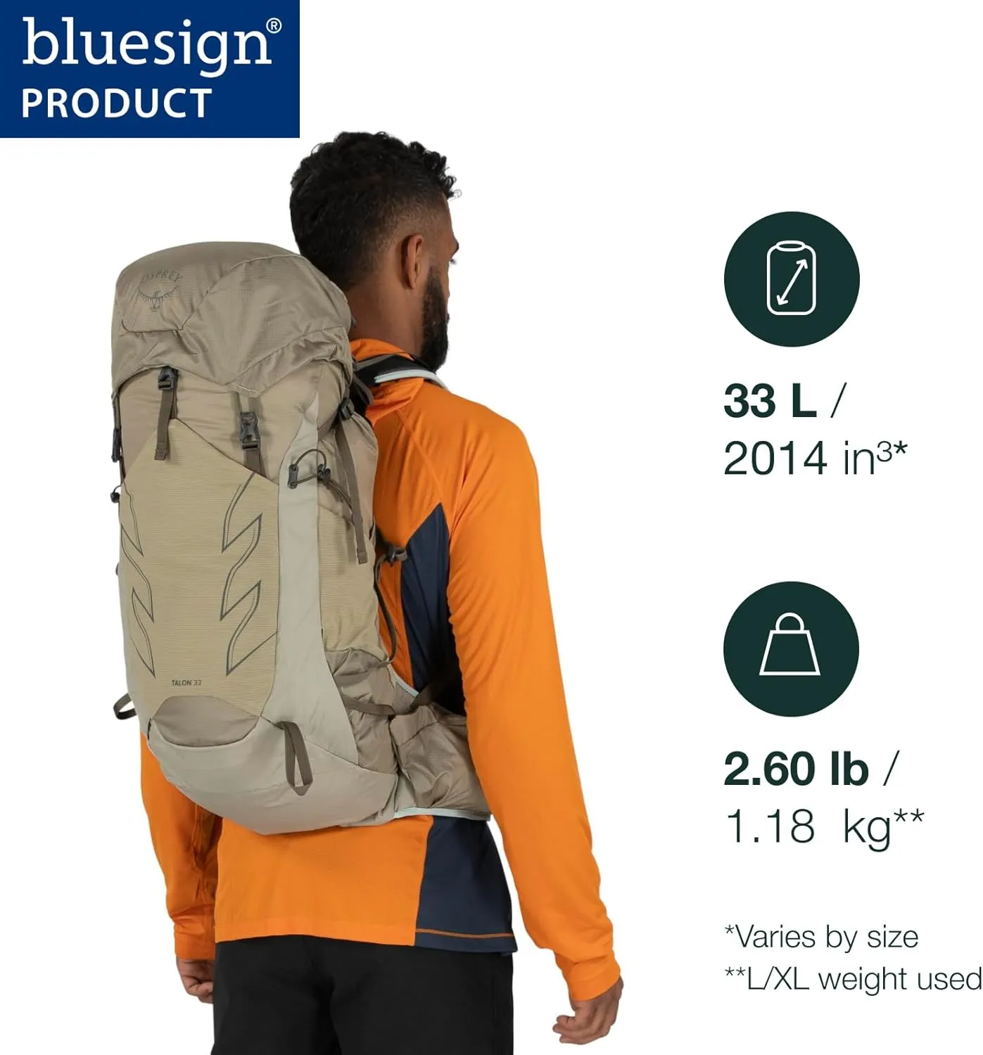 Osprey Talon 33L Men's Hiking Backpack with Hipbelt, Ceramic Blue, L/XL