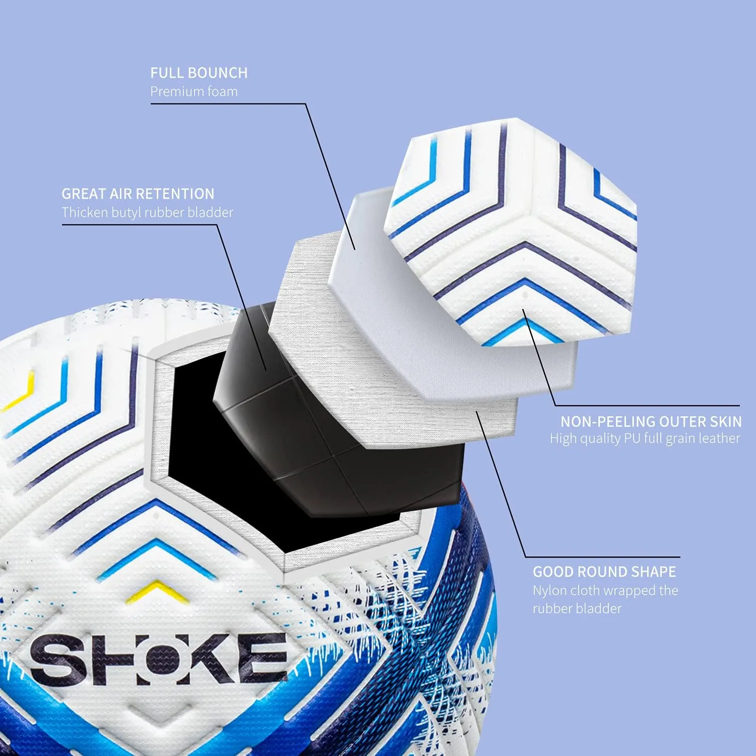 SHOKE Soccer Balls Future Mechanical Design Extreme Series Composite Game Ball Soccer Ball Sizes 5 Training Football in Multiple Colors