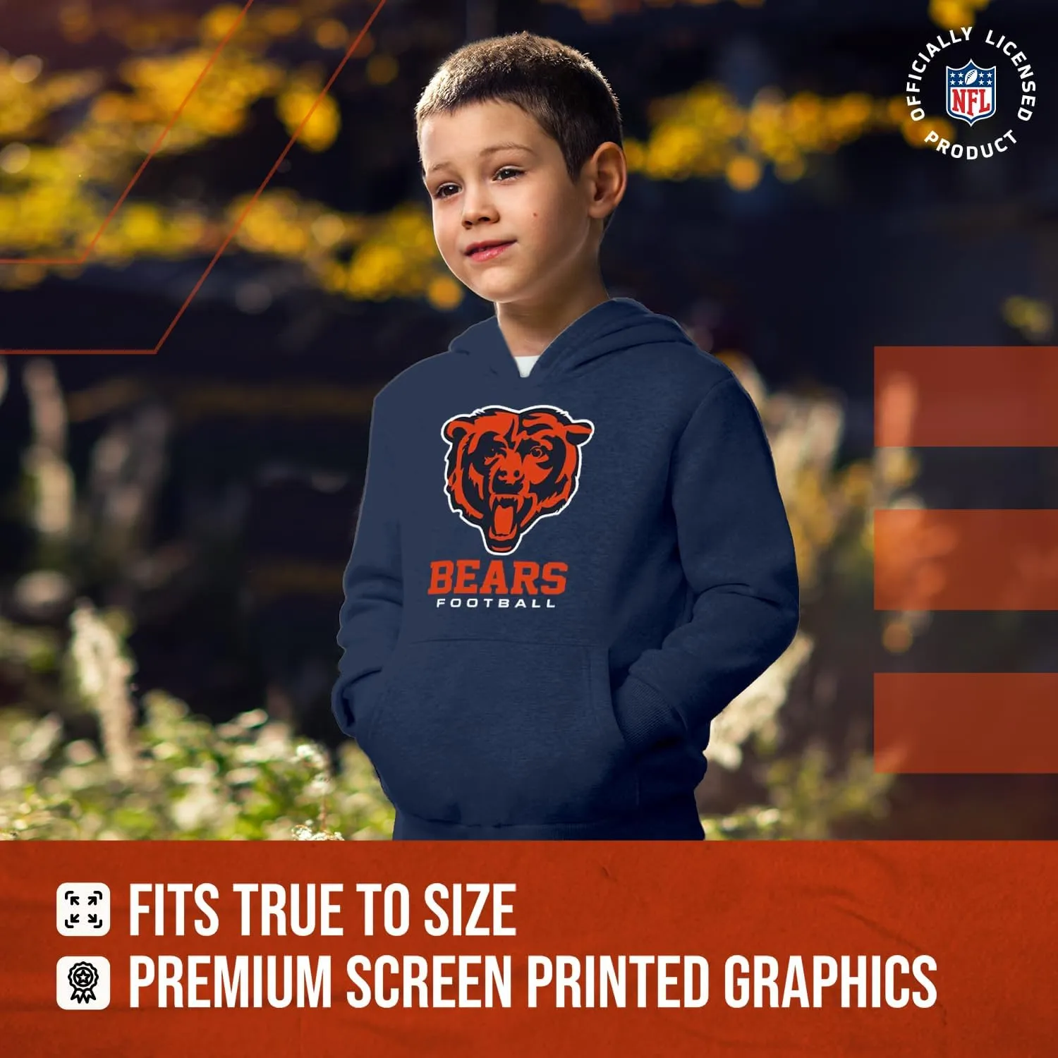 Team Fan Apparel Youth NFL Ultimate Fan Logo Fleece Hooded Sweatshirt -Tagless Football Pullover for Kids - Officially