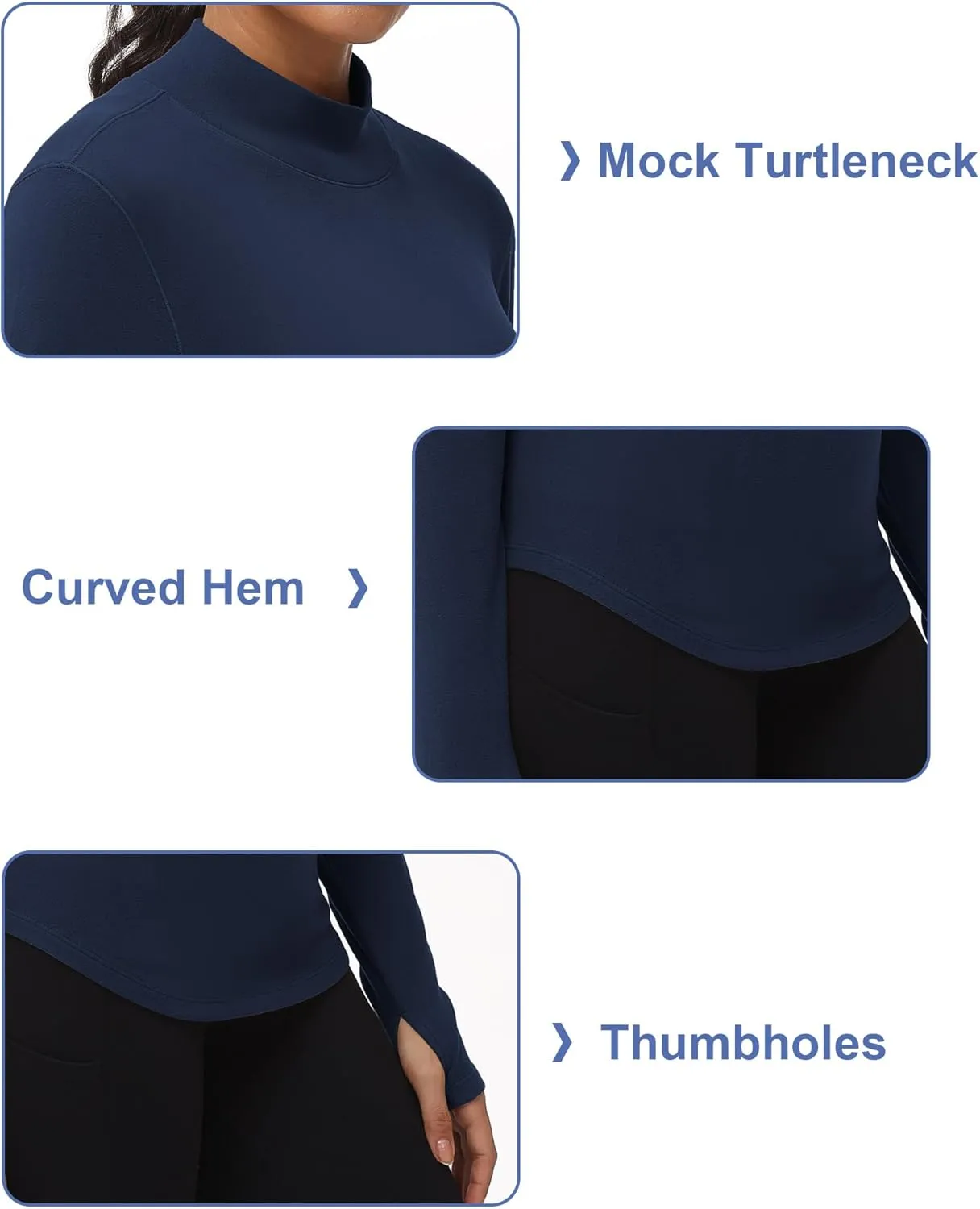 THE GYM PEOPLE Fleece Mock Turtleneck Pullover Base Layer Shirts Long Sleeve Workout Tops with Thumb Hole