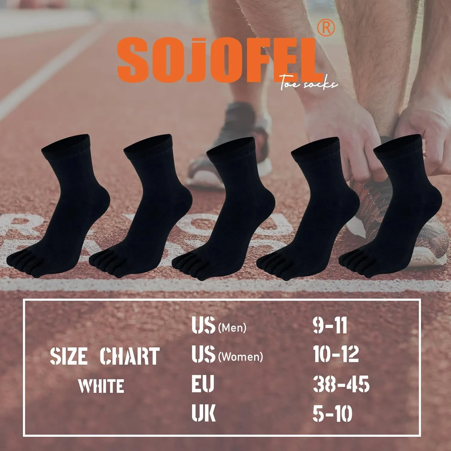 Toe Socks for Men Women - Five Finger Socks Cotton Crew Breathable for Athletic Running Sports 5 Pairs 9-13