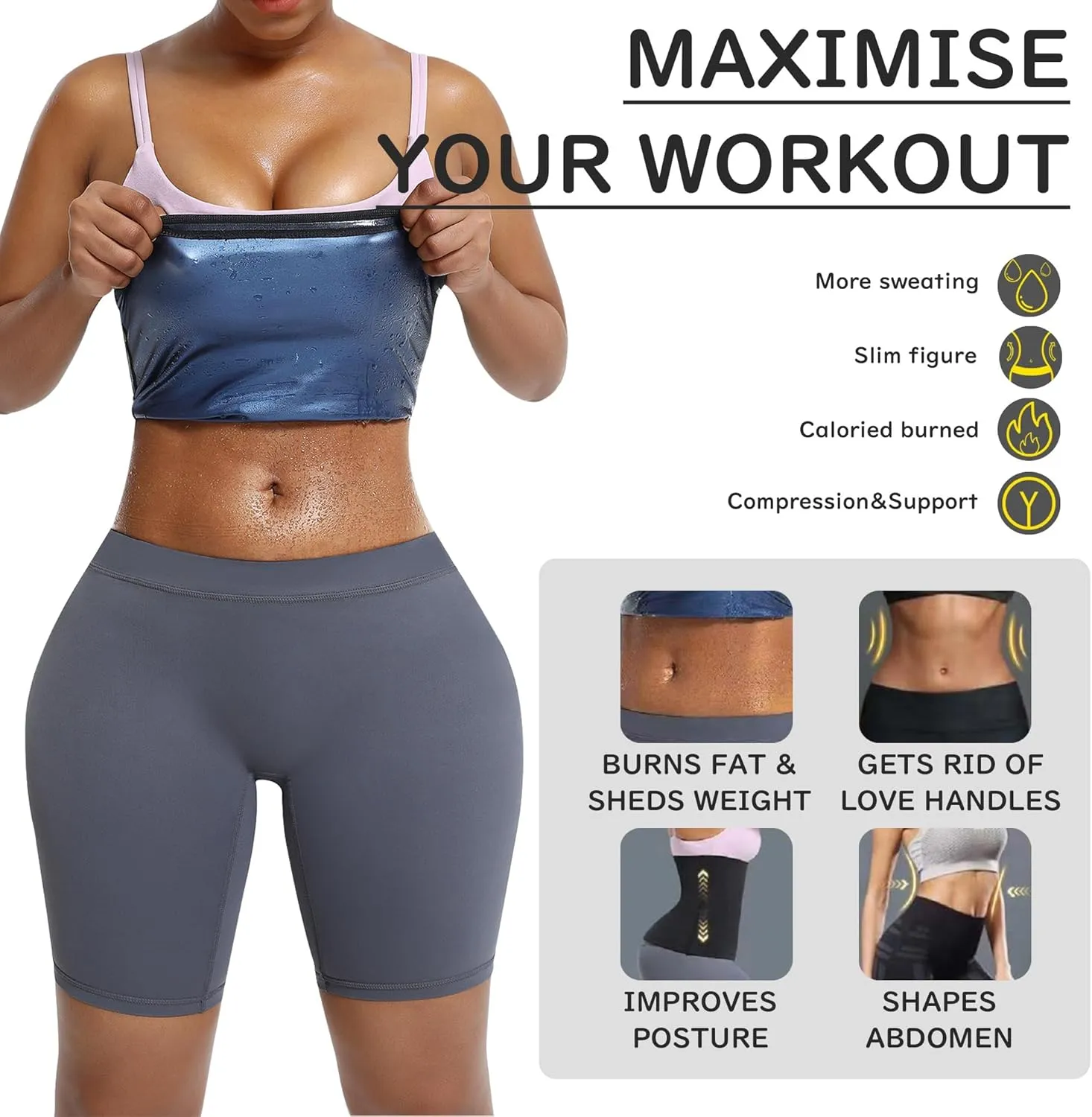 Waist Trimmer for Women, Waist Trainer Sauna Belt, Neoprene-free Waist Cincher,Sauna Slimming Belt Suit Workout