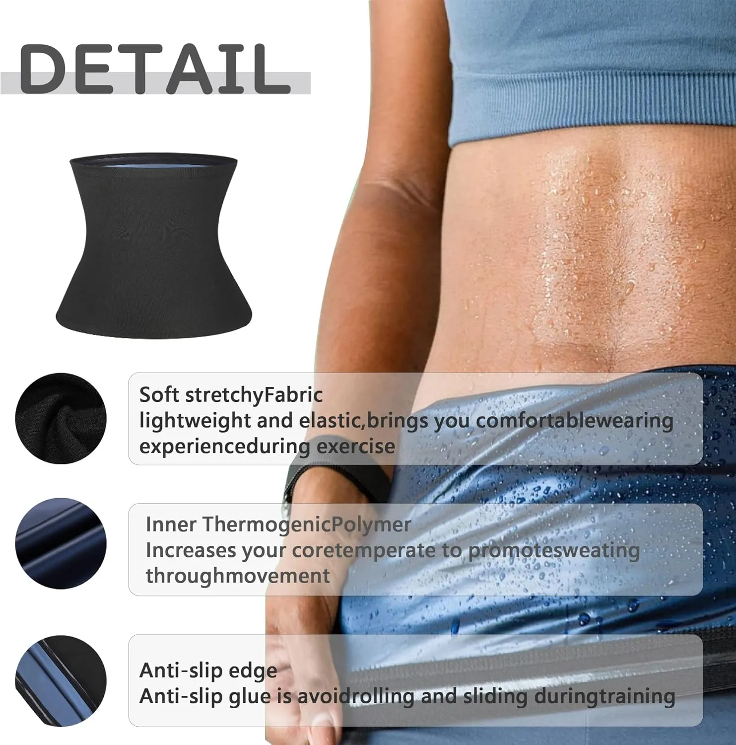 Waist Trimmer for Women, Waist Trainer Sauna Belt, Neoprene-free Waist Cincher,Sauna Slimming Belt Suit Workout