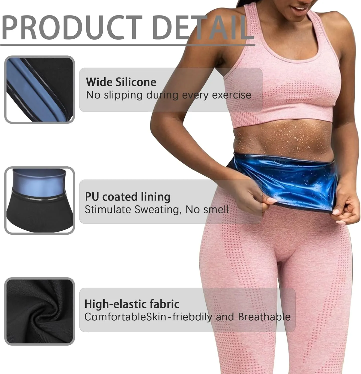 Waist Trimmer for Women, Waist Trainer Sauna Belt, Neoprene-free Waist Cincher,Sauna Slimming Belt Suit Workout
