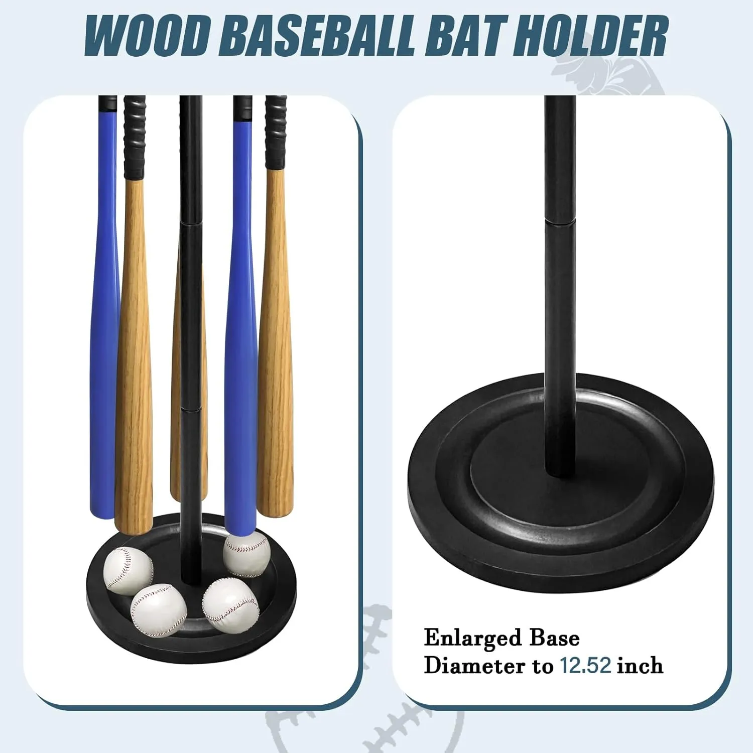 Wooden Baseball Bat Holder Storage Rack,Baseball Bat Organizer, Sturdy Baseball/Softball Bat Display Rack, Baseball Bat Stand Holds 10 Bats